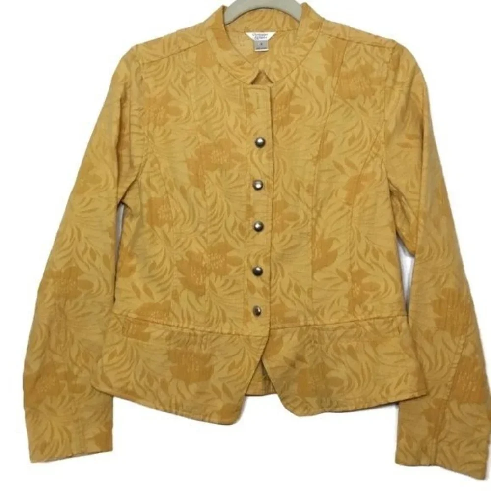 YELLOW TAPESTRY LONG SLEEVES MILITARY JACKET SMALL - Picture 5 of 15